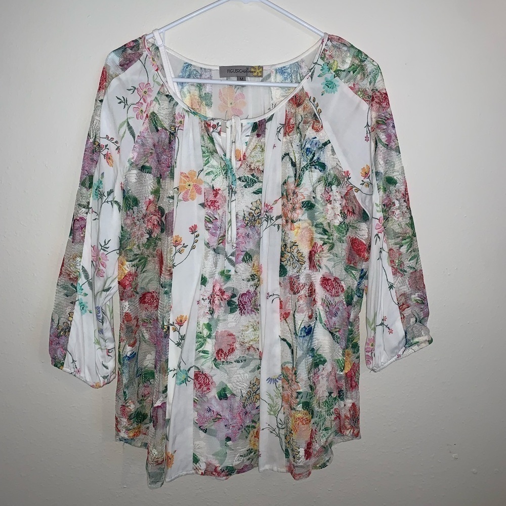 Beautiful Multi-Colored Floral Top with Tank Slip